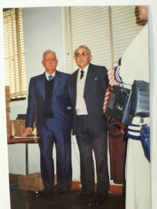 PHOTO Mr Ernst Kruger, executive director of Braille Services, with Mr PJ (Oom Doep) du Plessis, teacher at the Tshilidzini School for the Blind in Shayandima, Limpopo Province. Mr Du Plessis was the designer of the first TshiVenda braille system. Photo: circa 2000