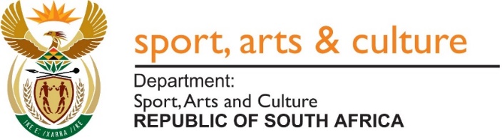 The logo of the Department of Sport, Arts and Culture.