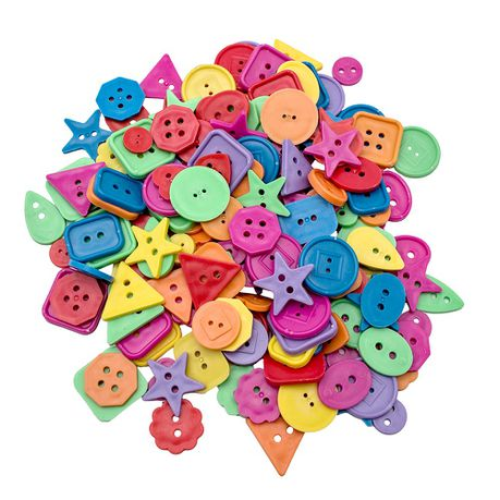buttons of different shapes, sizes and colours